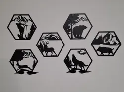 Hexagon Wildlife Wall Art