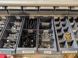 Small Part Organizer Drawer Library with Permanent Dividers (Akro-Mils style)