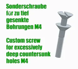 Sonderschraube für zu tief gesenkte Bohrungen - M4 / Custom screw for excessively deep countersunk holes - M4