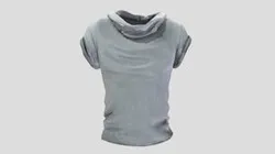 Men's Cowl Hooded Gray Loose Tshirt
