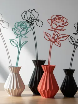 Rose & Lily - Vase Decor - Minimalist Flowers