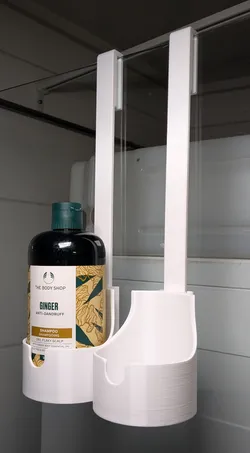 Shower glass bottle holder for 70mm wide bottles