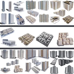 6 Residential Buildings with internal  3D Model Pack