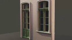 Classic wooden casement window - model B2 -balcony door included 3D model