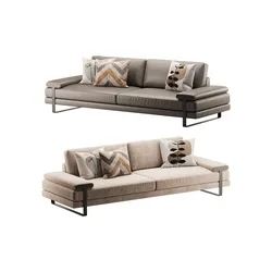 Full Grain Cow Leather Upholstered Sofa