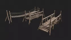 medieval wooden bridges with 8k pbr textures  Low-poly 3D model