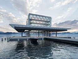 Modern Exibition Pavillion Low-poly 3D model