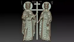 Orthodox icon of Saints Constantine and Helen 3D model
