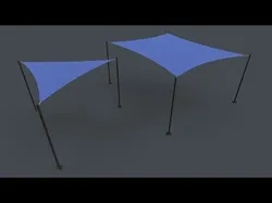 PBR Sun Shade Sails Low-poly 3D model