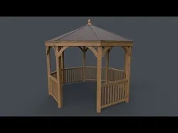PBR Wooden Pergola Gazebo E3 Low-poly 3D model