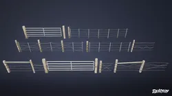 ROADSIDE - Fence Wire Set 01 - LOW POLY AND NANITE Low-poly 3D model