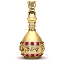 Royal Gold Floral Pendant with Ruby Stones