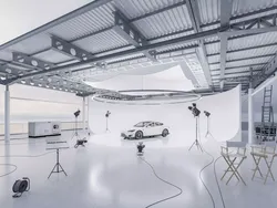 Studio hangar exterior Low-poly 3D model