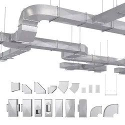 Ventilation system with pipes and fittings 3D model