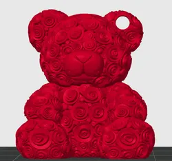 Rose Bear Figurine – 3D Printed Decorative Model (Keychain & Standard Versions)