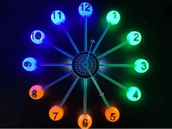 Wall clock with LEDs and kinetic sculpture