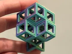Wireframe Rhombic Dodecahedral Sierpiński Octahedron Fractal Structure - Level 1