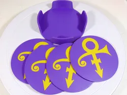 Prince Purple Rain Tribute Coaster Set With Holder 100mm