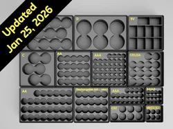 Gridfinity Stackable Battery Storage for Cylindrical & 9V Batteries (AA, AAA, AAAA, C, D, CR2, CR123, MN21/A23 & 9V)