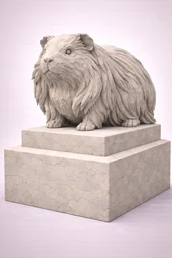 Long-haired Guinea Pig Statue Low Poly