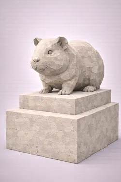 Short-haired Guinea Pig Statue Low Poly