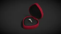 Engagement Ring Box with Ring - low poly