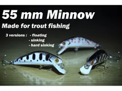 55 mm Minnow lure for trout fishing (stencils included)