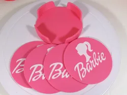 Barbie Logo Coaster Set With Holder 100mm
