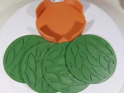 Modern Style Coaster Set Leaf 100mm With Holder