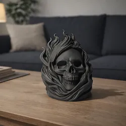 THE BURNING SKELETON HEAD / GOTHIC DECOR / HOMEDECOR / DECOR / SCULPTURE / ABSTRACT