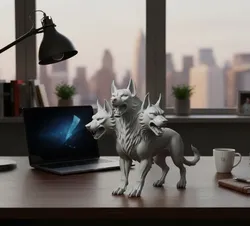 Cerberus, the three-headed dog guarding the gates of hell