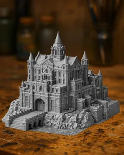 Gothic Castle on Cliff Diorama