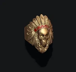 Native skull ring 3D Print Model in Rings 353431