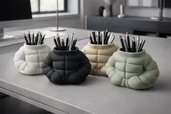 Puffer Jacket Pen Holder (110 mm) – Cozy Desk Organizer, Fast & Strong Print