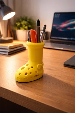 Yellow Crocs Boot Pen Holder – Fun Desk Organizer