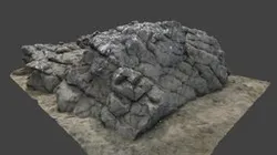 Basalt rock outcrop on beach