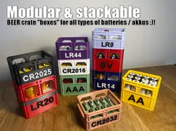 Beer Crate Battery Boxes // Bierkiste // LR-x, AA, AAA, 9V, CRxxx, LIRxxxx // stackable // modular