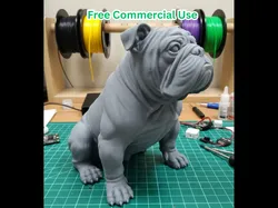 Realistic Bulldog Sitting Dog Statue