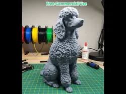 Realistic Poodle Sitting Dog Statue
