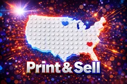 USA magnet with movable Heart block brick