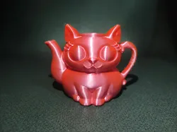 Adorable Sitting Cat With Big Eyes And Curled Tail Teapot
