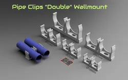 Double Pipe clip - Conduit Clips - Ø 16 / 20 / 25 / 32 / 40mm  - Clips Fissatubo Aperto Doppio