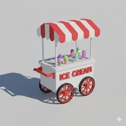 Low Poly Ice Cream Cart