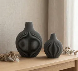 Ribbed Zen Vase - Minimalist Japandi Decor