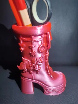 Tall Platform Boot Desk Organizer With Charms And Lace