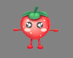 cartoon strawberry monster - fruit mascot with expression
