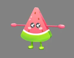 cartoon watermelon monster - fruit mascot with expression