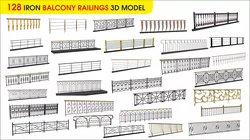 128 IRON BALCONY RAILINGS 3D MODEL 3D model