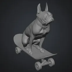 3D printer bestanden | 3MF | Boston terrier skateboarding pup