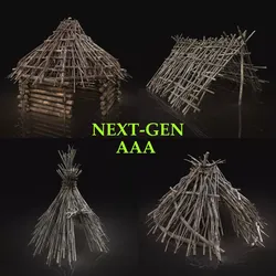 AAA NEXT GEN FOREST WOODS SHELTER PACK COLLECTION Low-poly 3D model